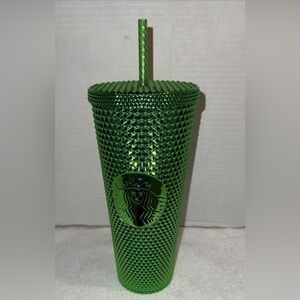 Starbucks Halloween 2024 Glow-in-th-Dark Green Metallic Cold Cup 24oz